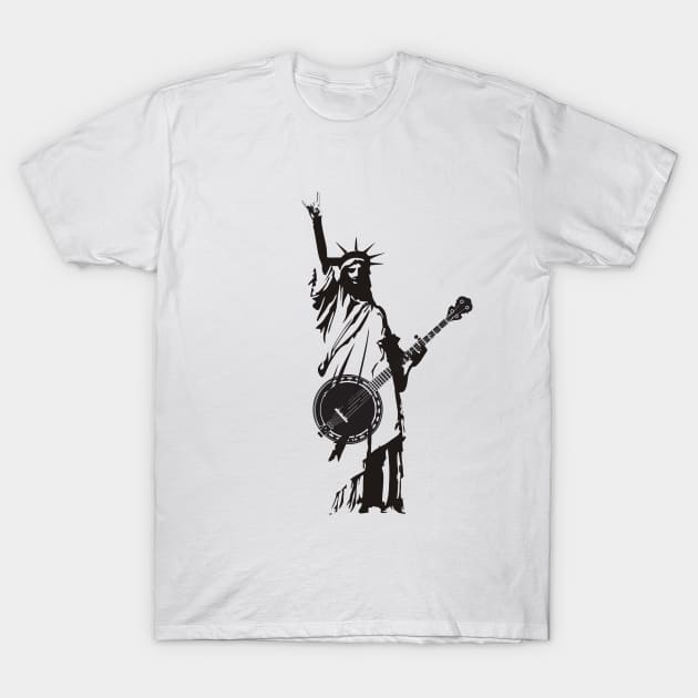 Vintage Banjo Bluegrass Playing Patriotic USA American T-Shirt by mrsmitful01